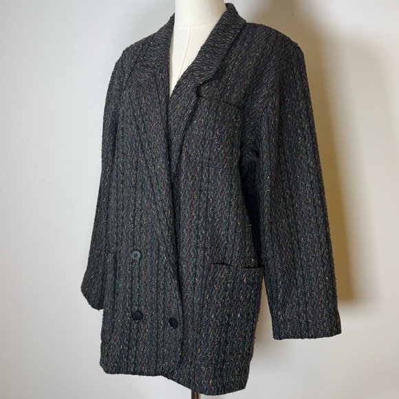 Vintage Counterparts Wool Blend Multicolor Stripe Tweed Blazer Women’s Size 6 - Picture 2 of 13